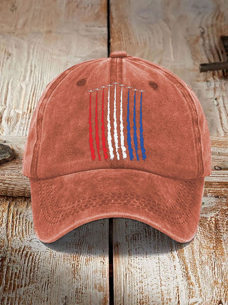 Unisex Distressed Washed Independence Day Print Hat