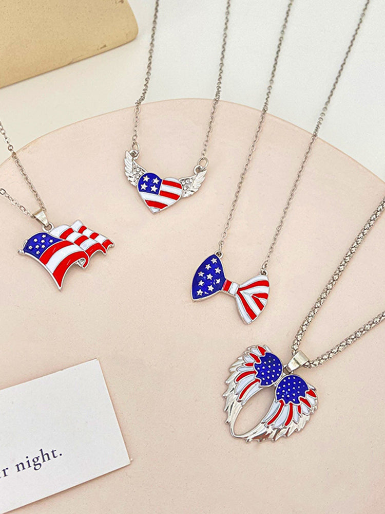 Independence Day Wings, Heart And Flag Fashion Necklace