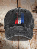 Unisex Distressed Washed Independence Day Print Hat