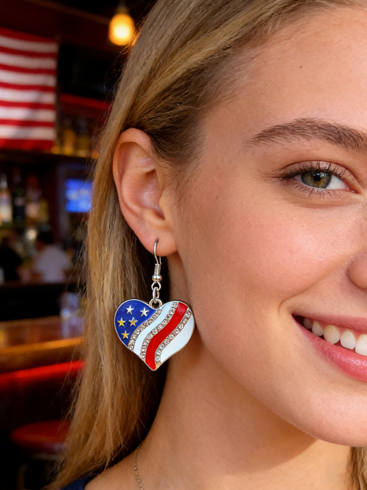 American Flag Elements Independence Day Festival Earrings