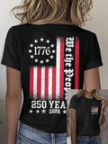Women'S Independence Day 250Th Anniversary Printed Round Neck Short Sleeve T-Shirt