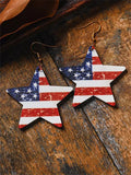 Fashion Flag Patriotic Wooden Earrings