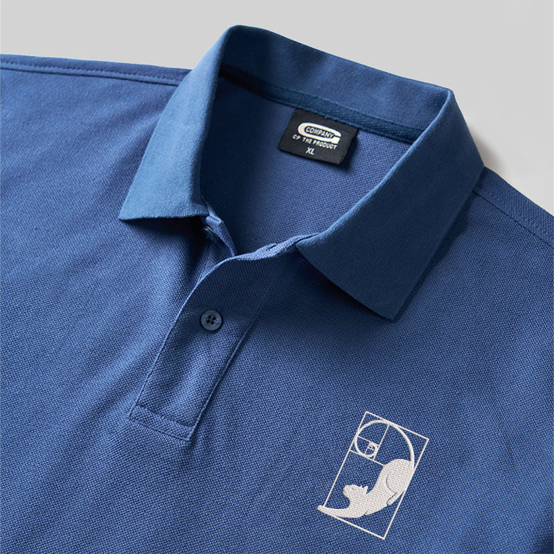 Fibonacci's Cat Geek Embroidered Polo Shirt