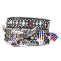 Unisex Independence Day Star Eagle Full Diamond Metal Buckle Belt