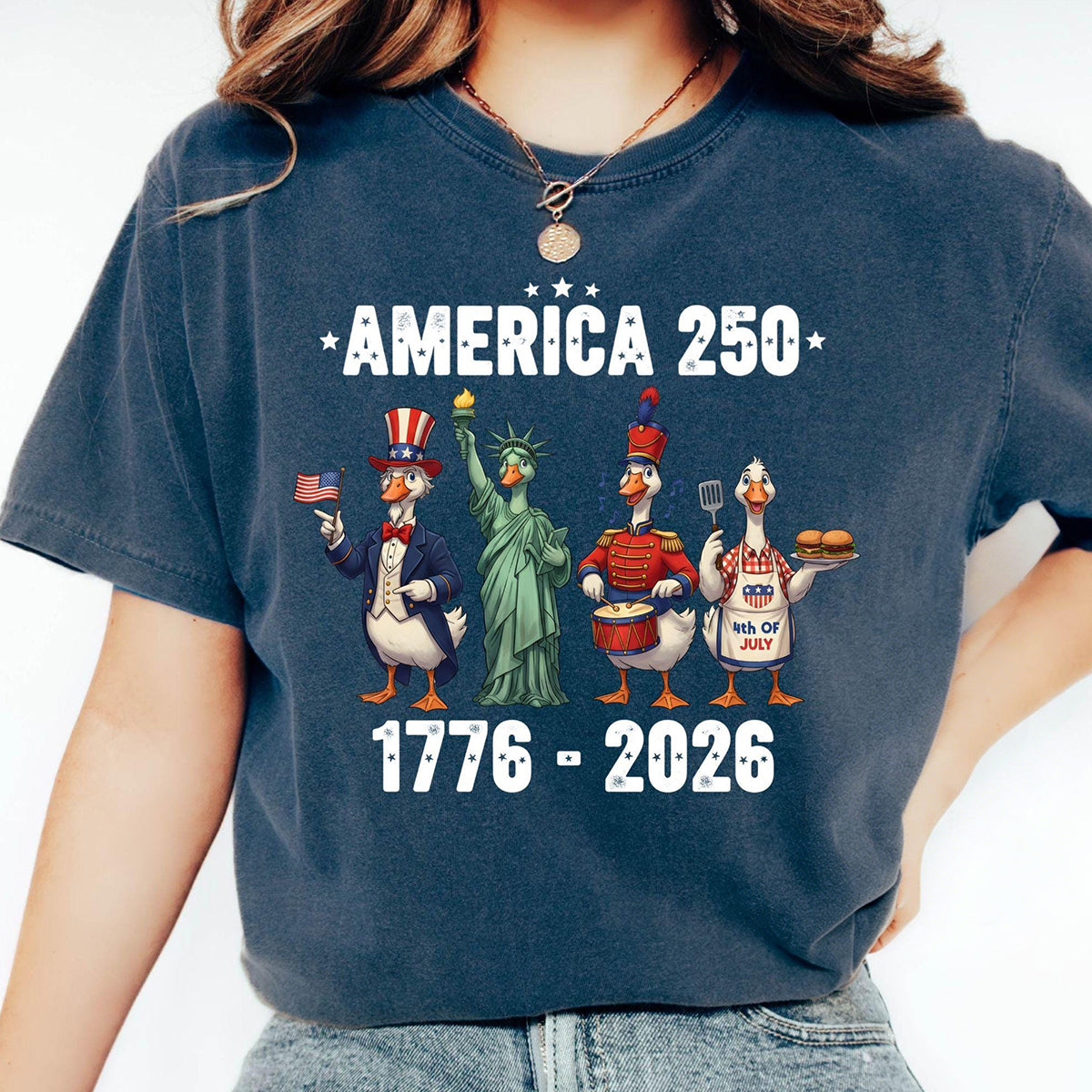 Women's Casual Multi-Color American 250 Printed T-Shirt