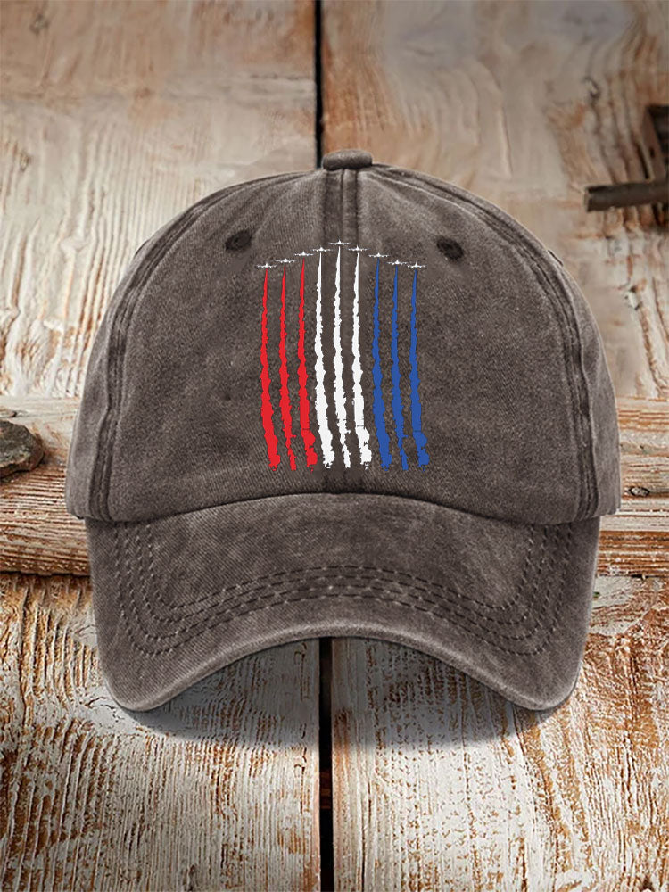 Unisex Distressed Washed Independence Day Print Hat