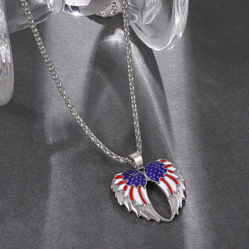 Independence Day Wings, Heart And Flag Fashion Necklace