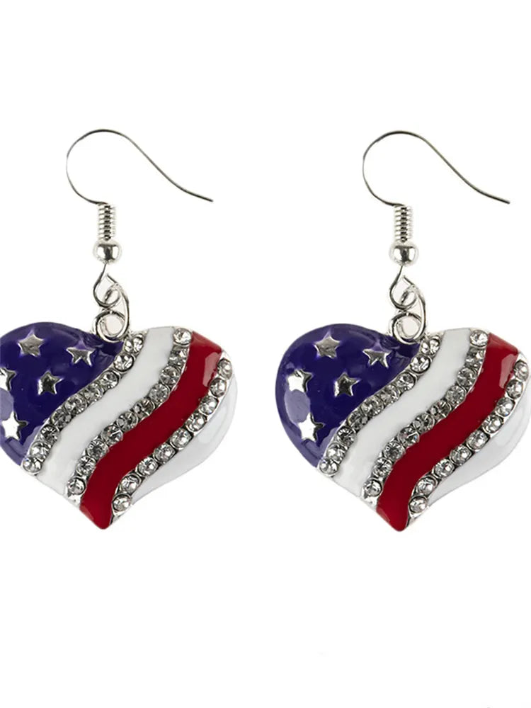 Flag Inspired Rhinestone Studded Earrings