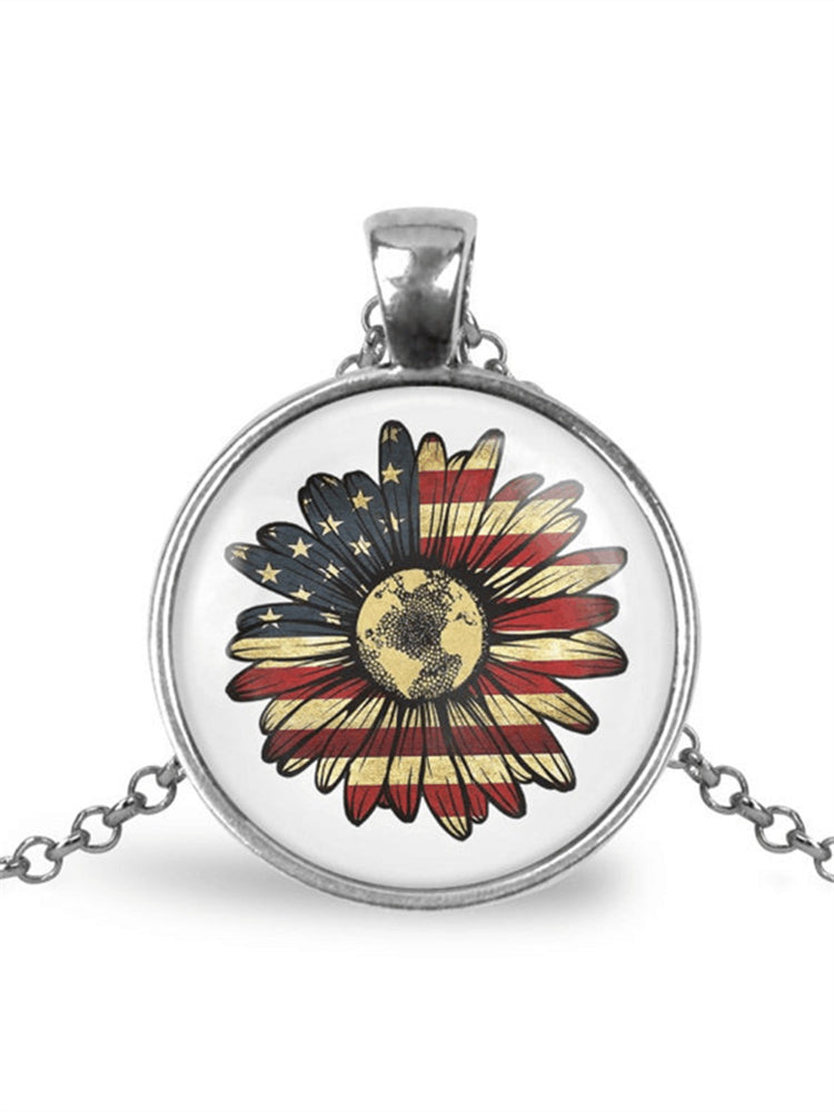 Flag Inspired Daisy Art Necklace