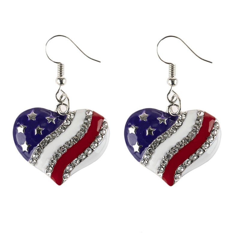 Flag Inspired Rhinestone Studded Earrings