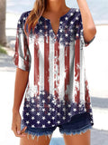 Women's retro American flag printed casual shirt