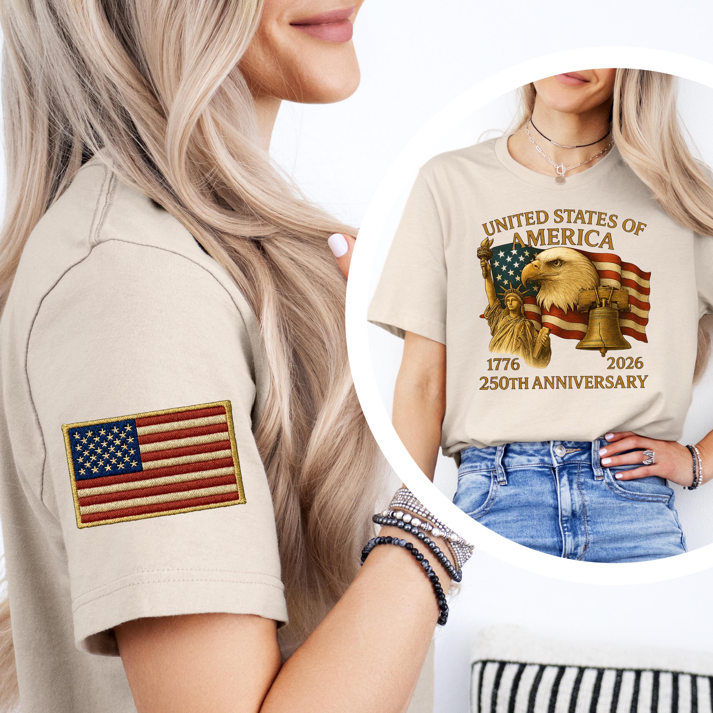 Women's Casual American 250Th Anniversary Commemorative T-Shirt