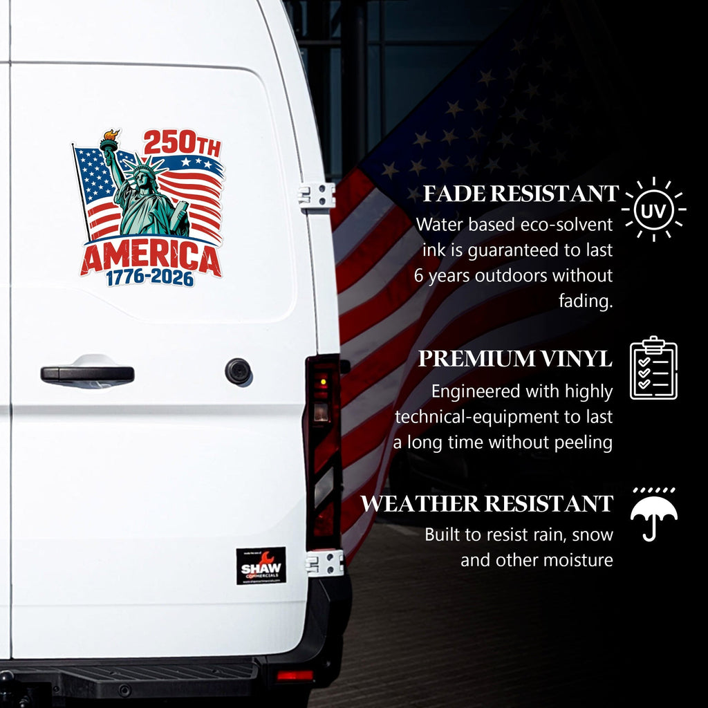 USA Flag Liberty Statue 250th Anniversary Decal Sticker 1776-2026