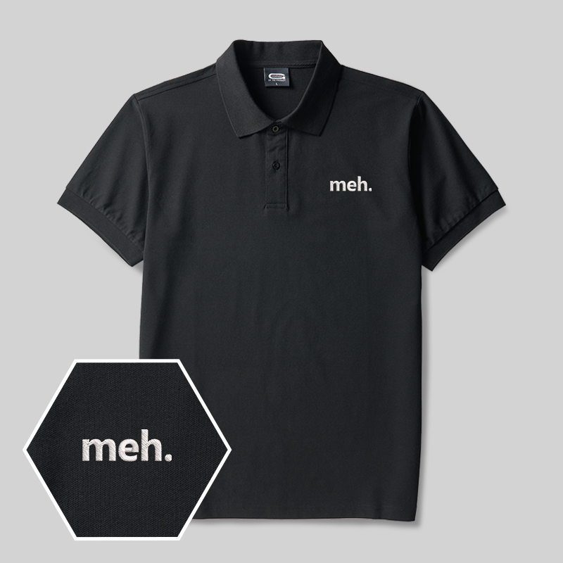 Meh. Geek Embroidered Polo Shirt