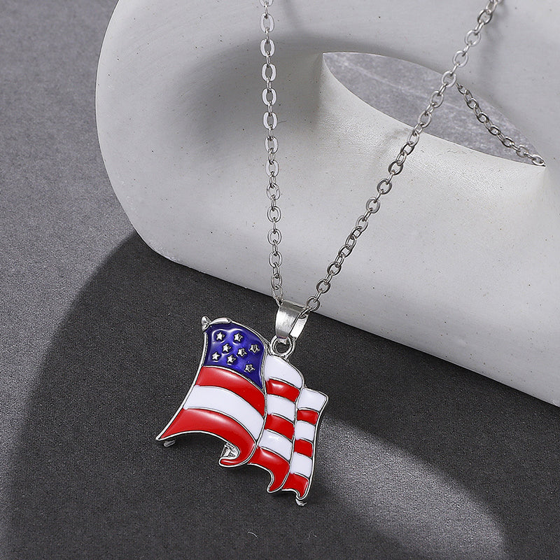 Independence Day Wings, Heart And Flag Fashion Necklace
