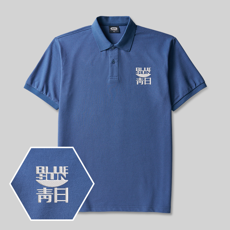 Blue Sun Geek Embroidered Polo Shirt