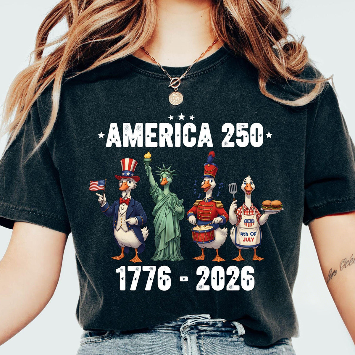 Women's Casual Multi-Color American 250 Printed T-Shirt