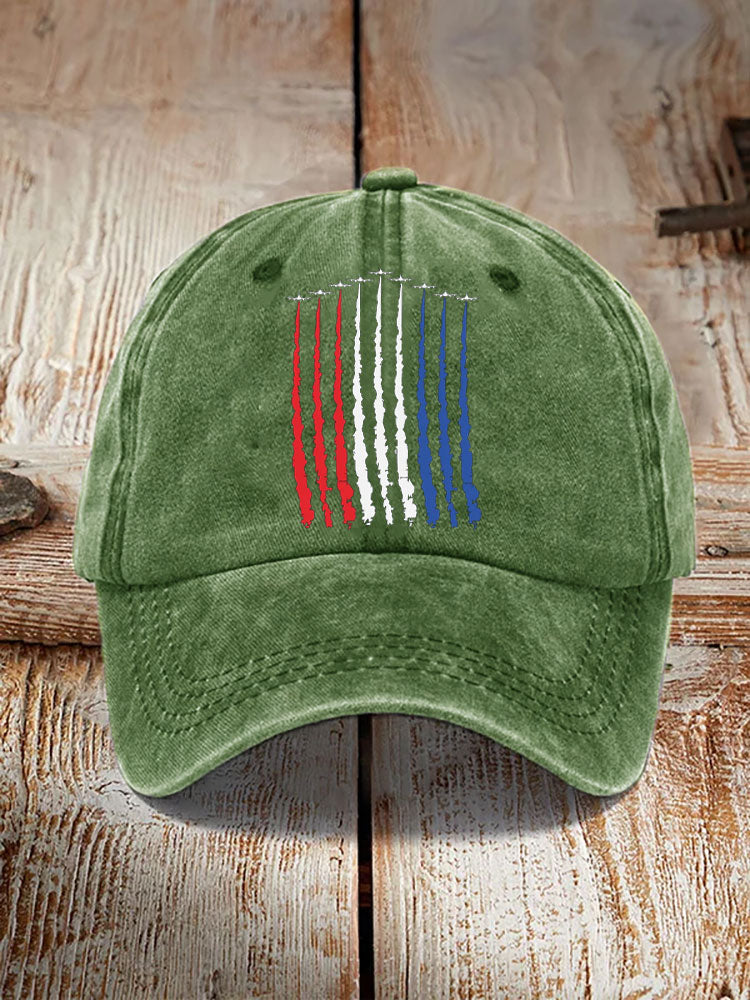 Unisex Distressed Washed Independence Day Print Hat