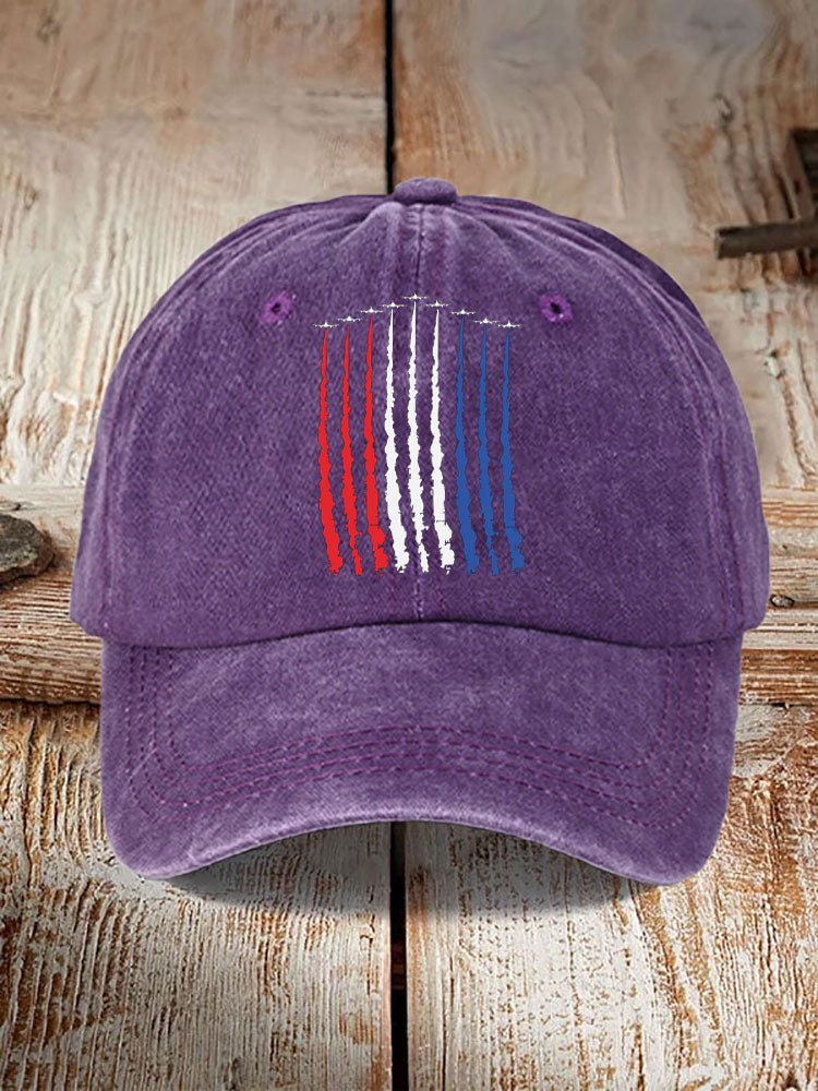 Unisex Distressed Washed Independence Day Print Hat