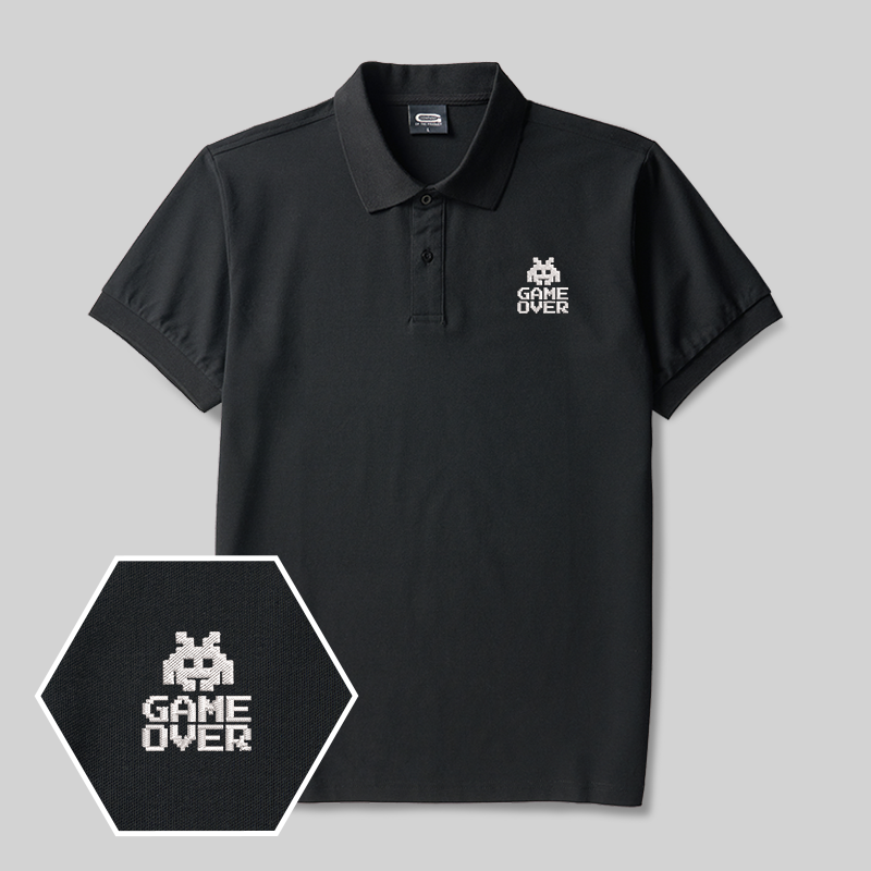 Game Over Geek Embroidered Polo Shirt