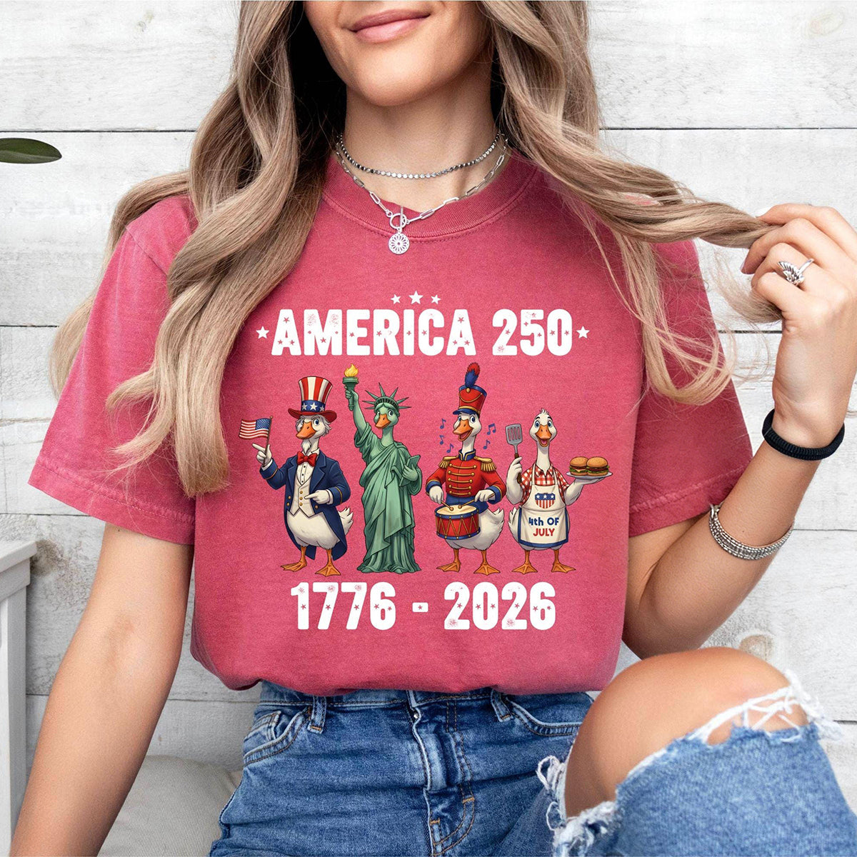 Women's Casual Multi-Color American 250 Printed T-Shirt