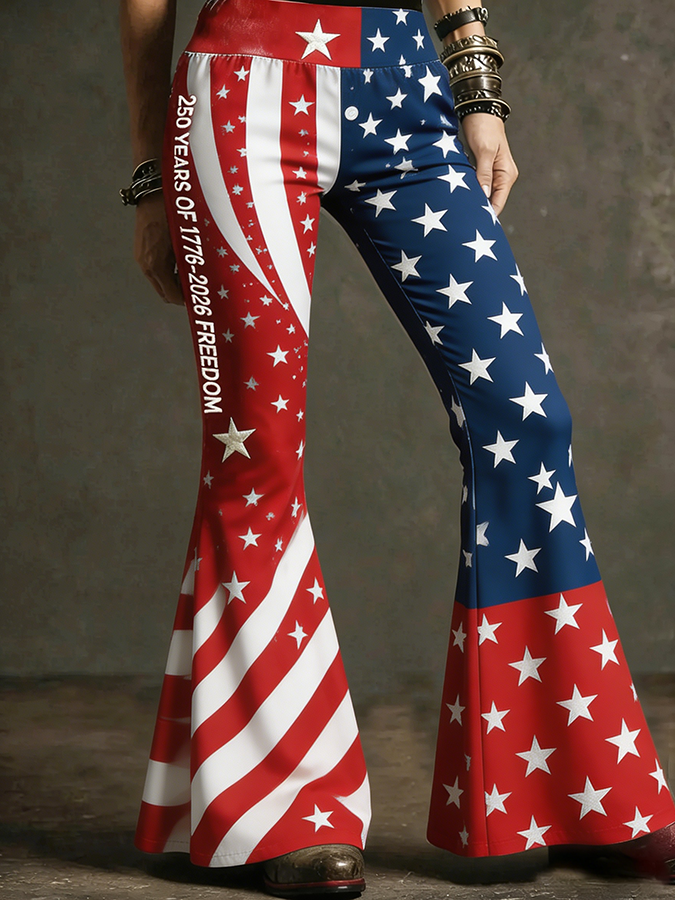 Women's American Flag Color Block 250th Anniversary Flare Pants