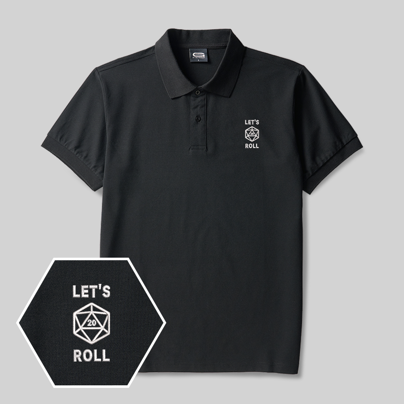Let's Roll Emblem Geek Embroidered Polo Shirt